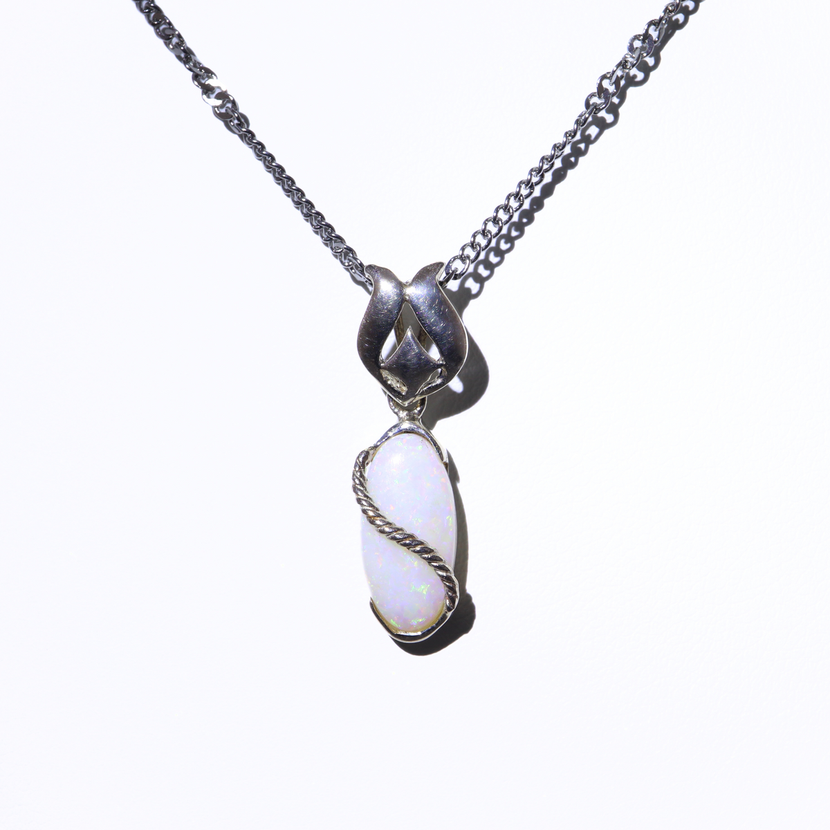 Handmade Australian Solid Coober Pedy Opal Pendant Necklace sterling silver