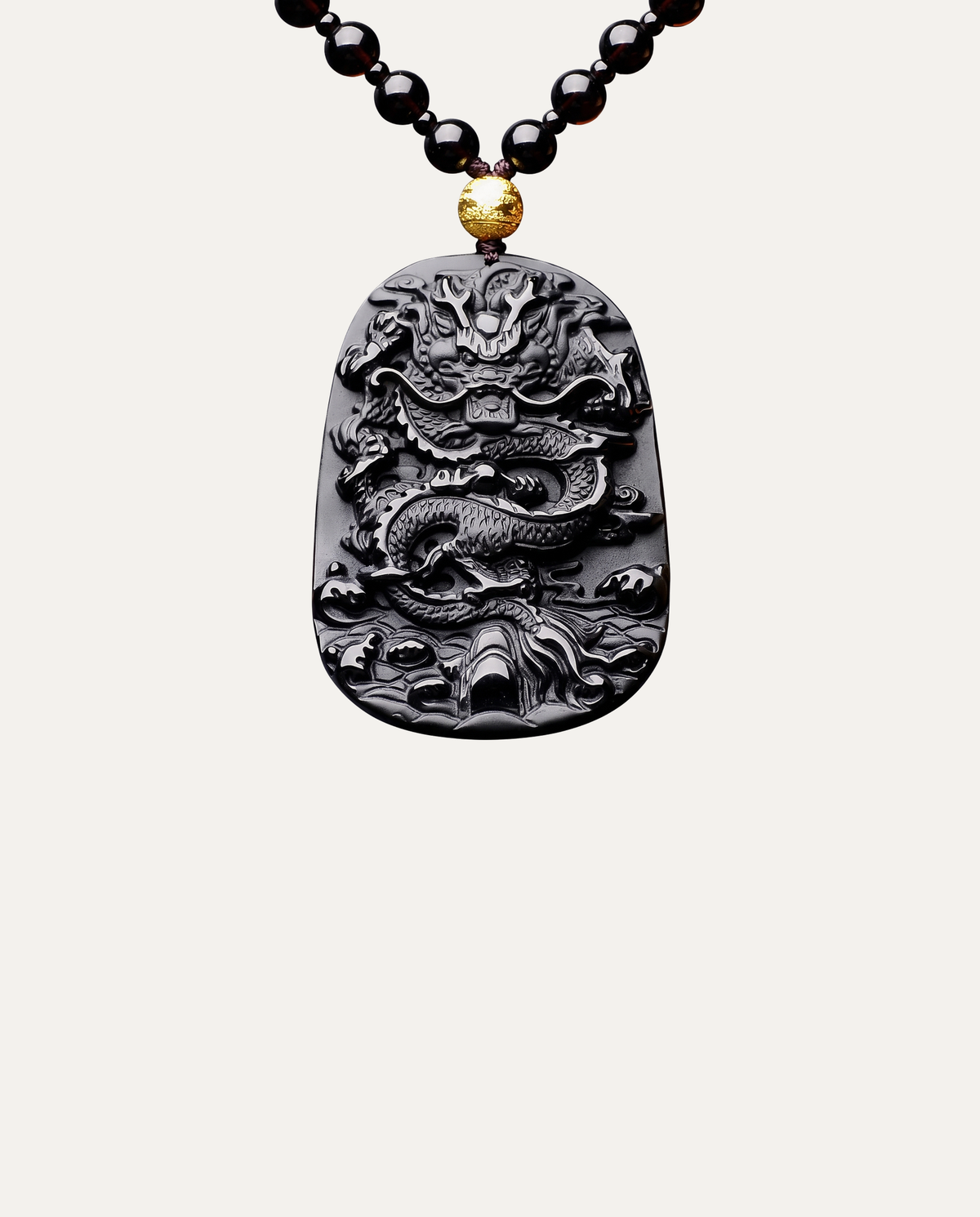 Obsidian Dragon Tablet Necklace