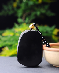 Obsidian Dragon Tablet Necklace