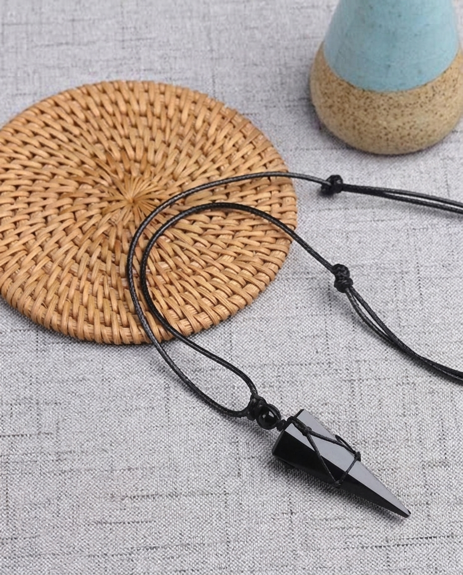 Obsidian Geometry Pendant Necklace
