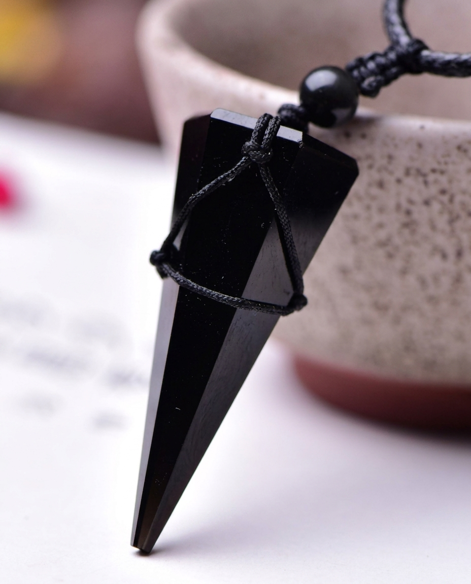 Obsidian Geometry Pendant Necklace