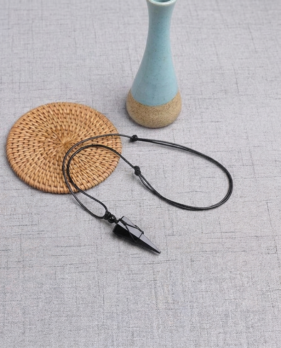 Obsidian Geometry Pendant Necklace