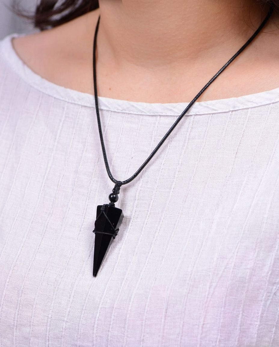 Obsidian Geometry Pendant Necklace