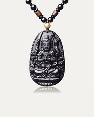 obsidian guardian buddha necklace thousand armed guanyin