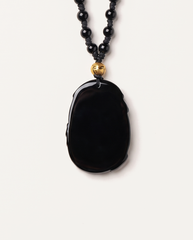 obsidian pixiu ruyi necklace