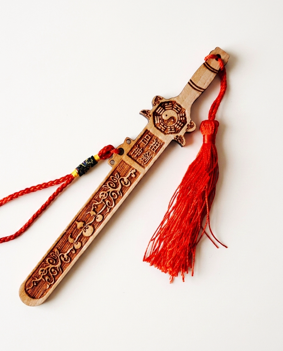 Peach Wood Sword Charm — 10cm