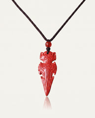 Protection Arrow cinnabar necklace on ivory studio background