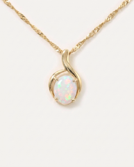 Solid Australian Opal Necklace 18K Gold