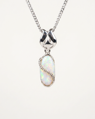 Solid Australian Opal Necklace | Sterling Silver
