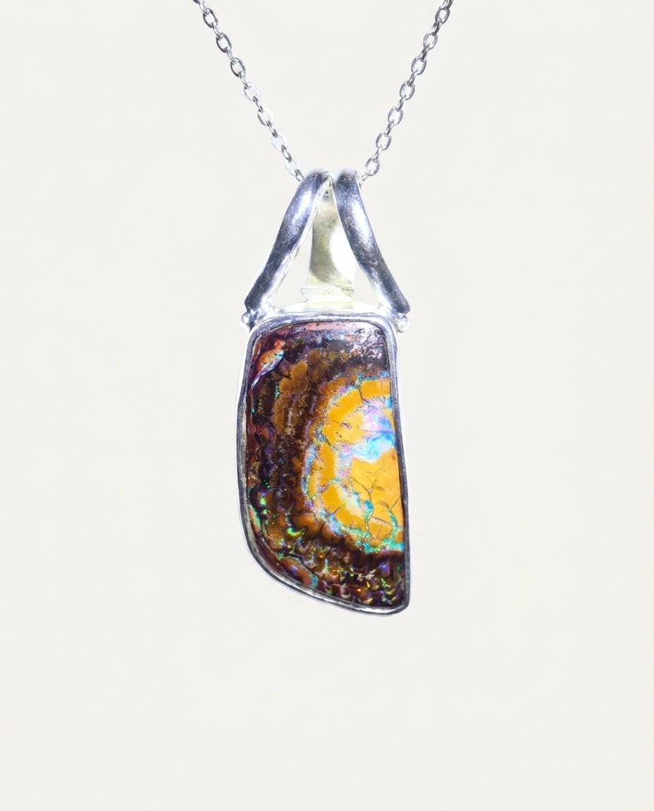 Sun Drift Solid Australian Opal Necklace