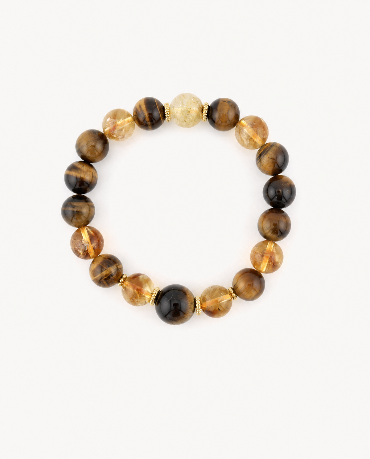 Tiger Eye & Citrine Bracelet flat lay from above