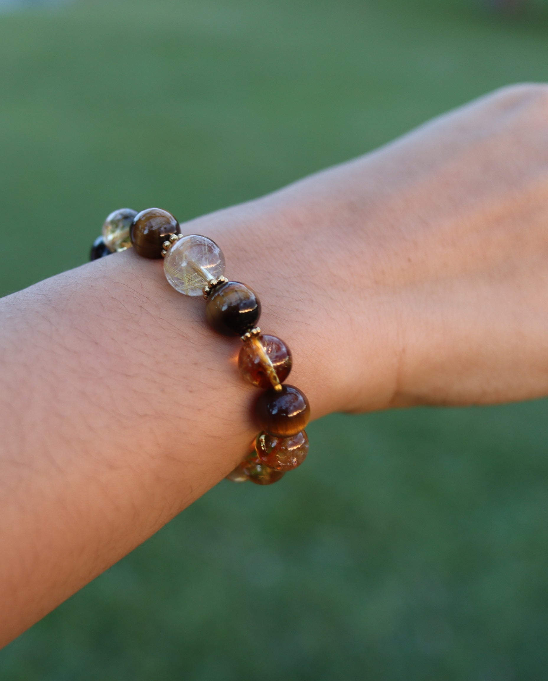 Tiger Eye & Citrine Bracelet worn on wrist