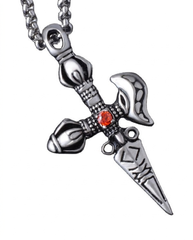 Crossed vajra dagger pendant detail