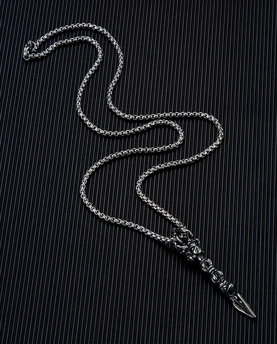 Crossed vajra dagger necklace with chain