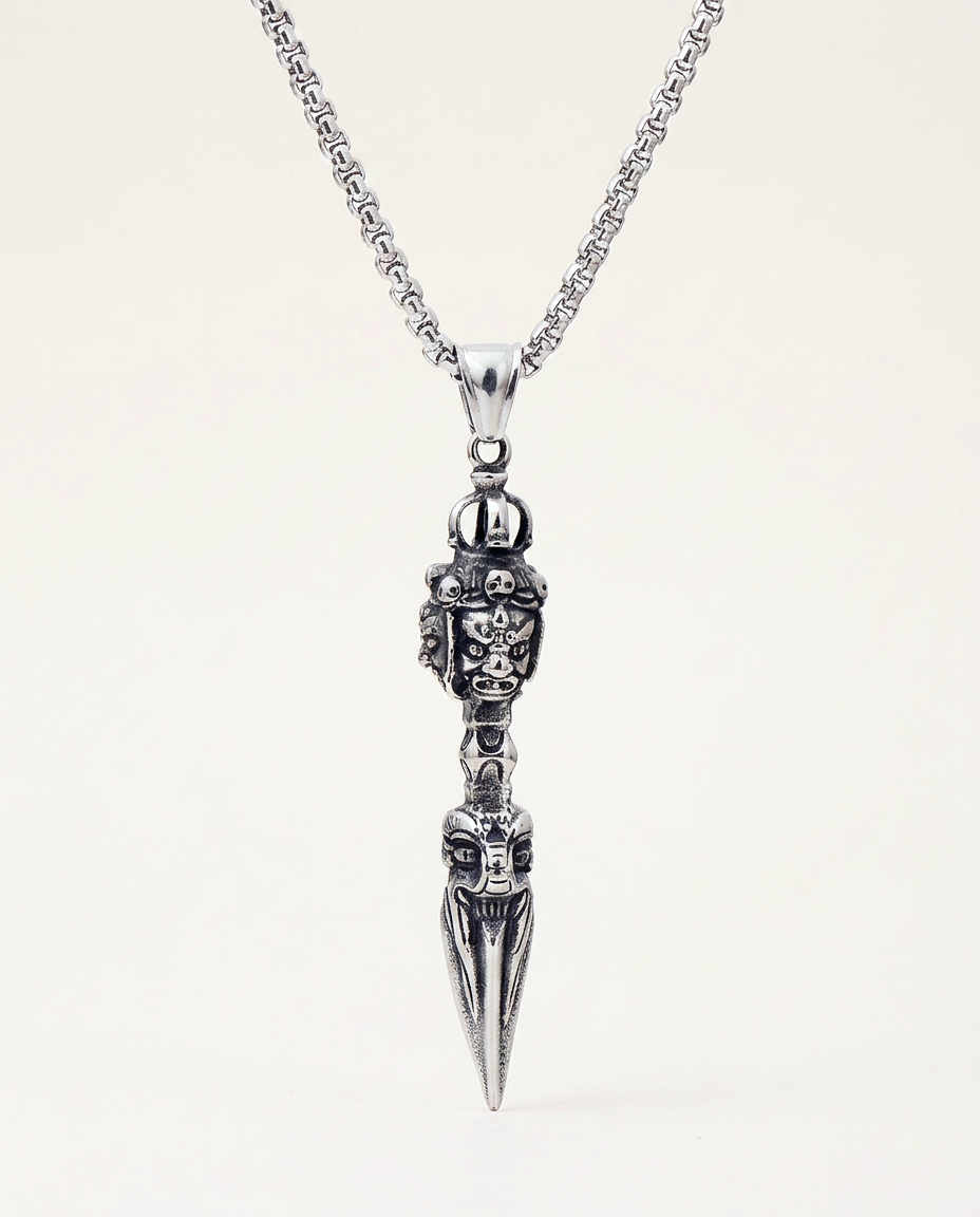 Vajra phurba titanium steel necklace
