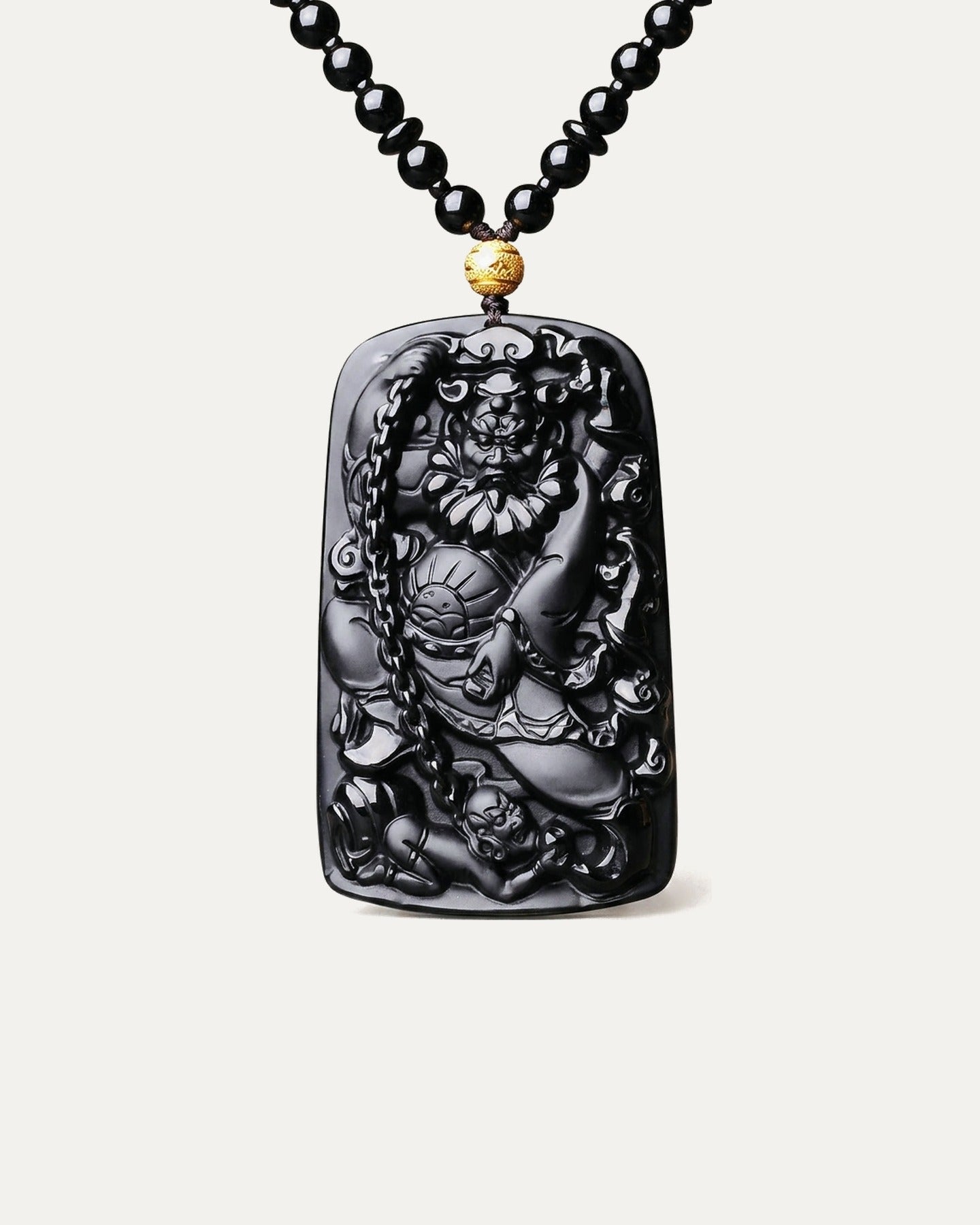 Zhong Kui obsidian pendant necklace