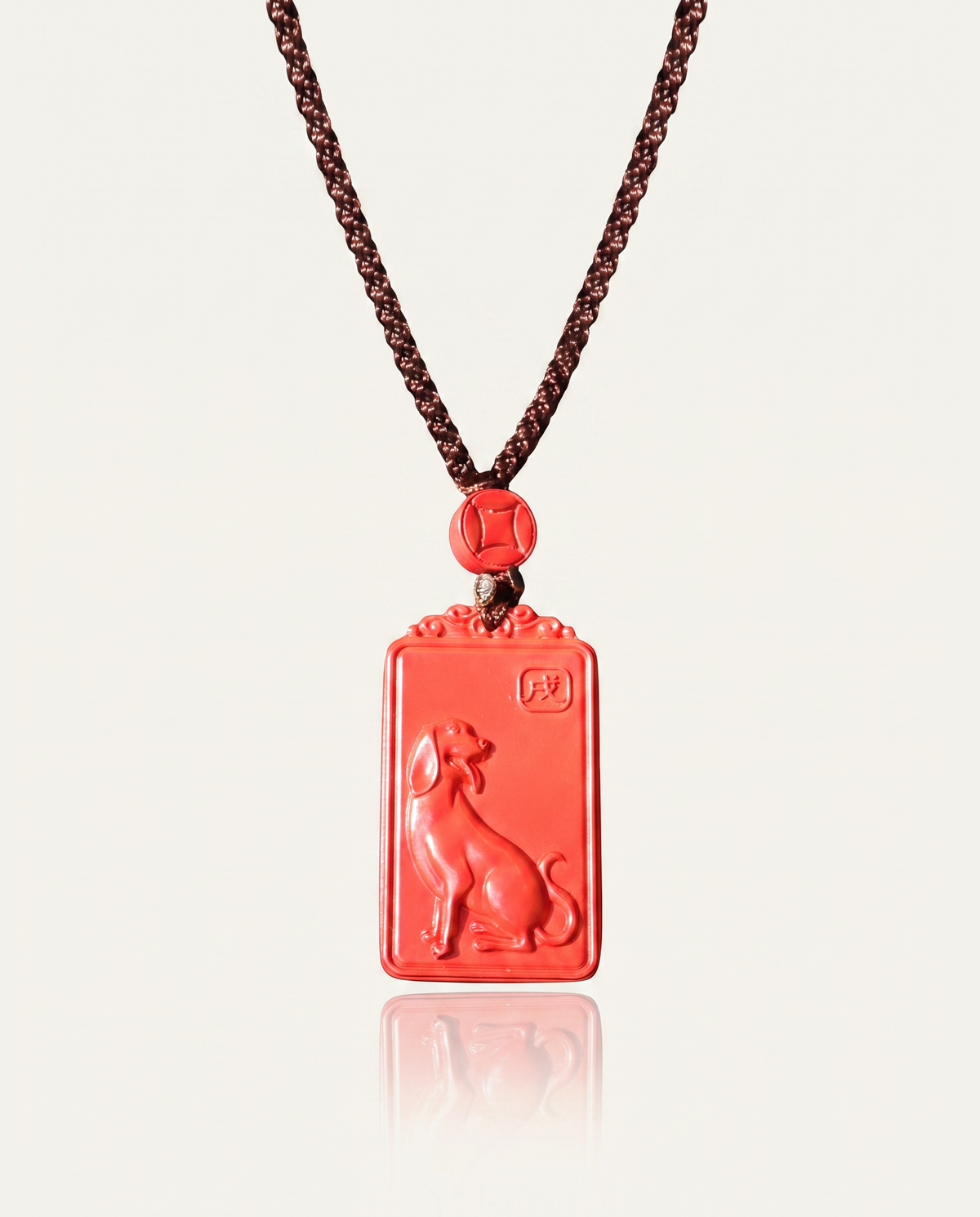 Dog zodiac cinnabar pendant necklace hero photo