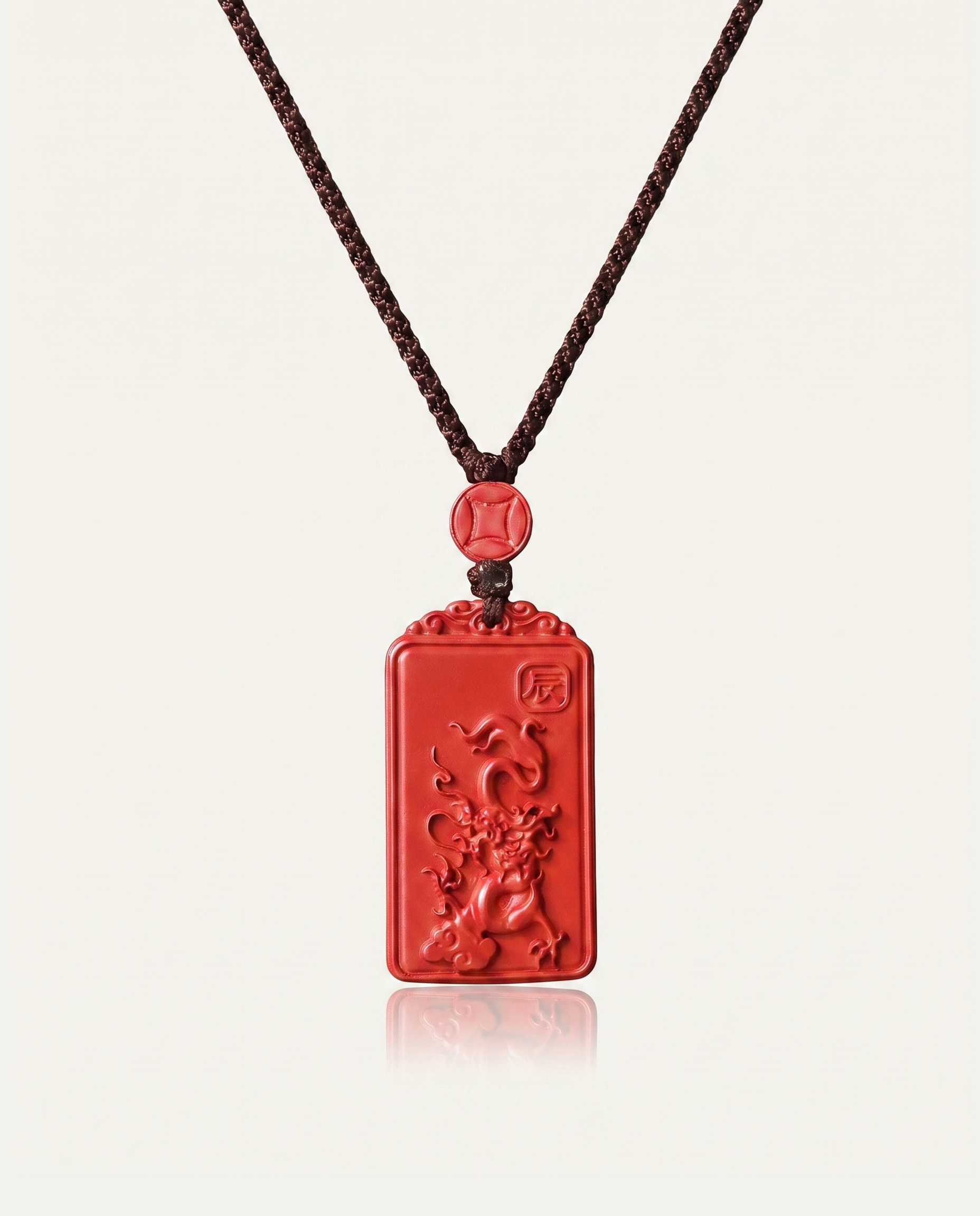 Dragon zodiac cinnabar pendant necklace hero photo