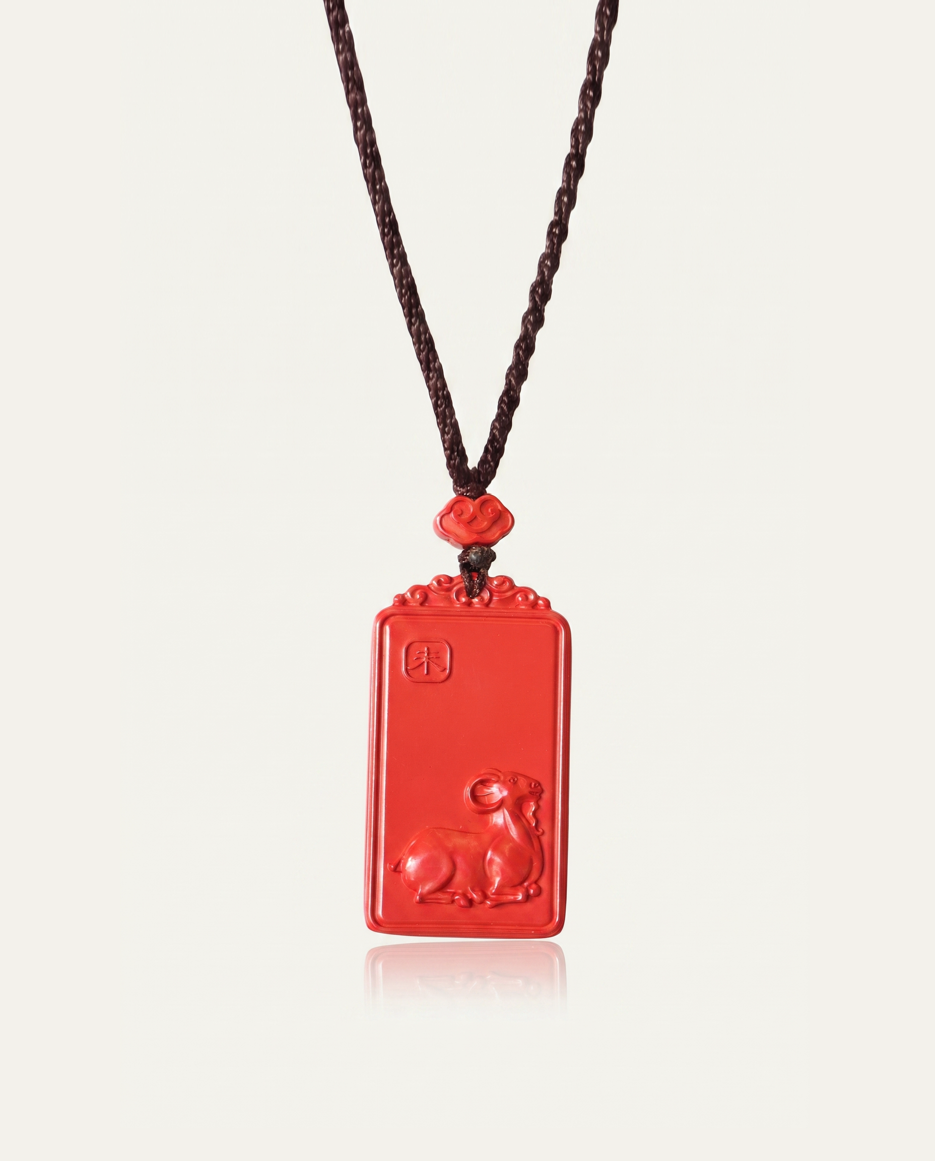 Goat zodiac cinnabar pendant necklace hero photo