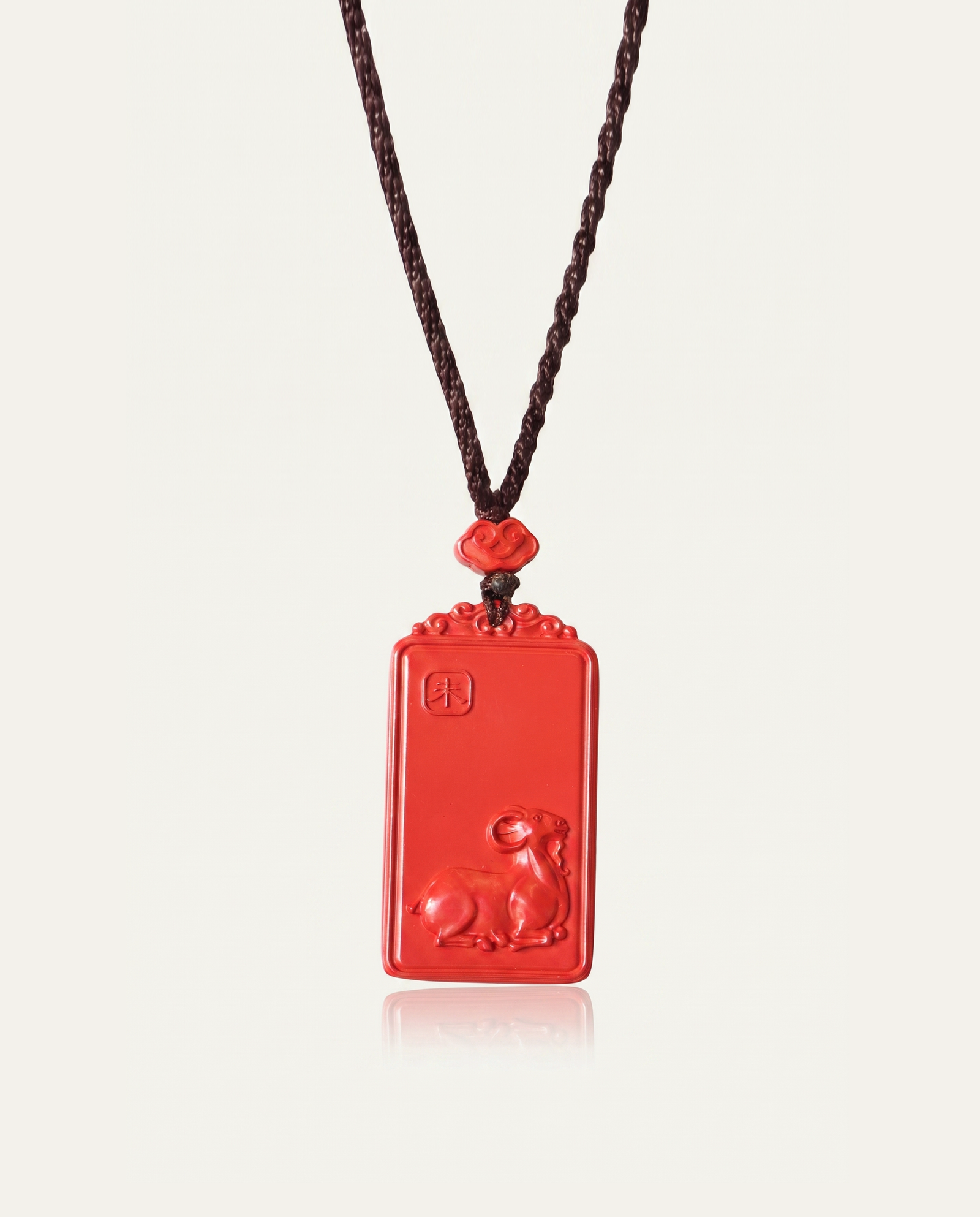 Goat zodiac cinnabar pendant necklace hero photo