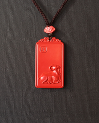 Goat zodiac cinnabar pendant necklace