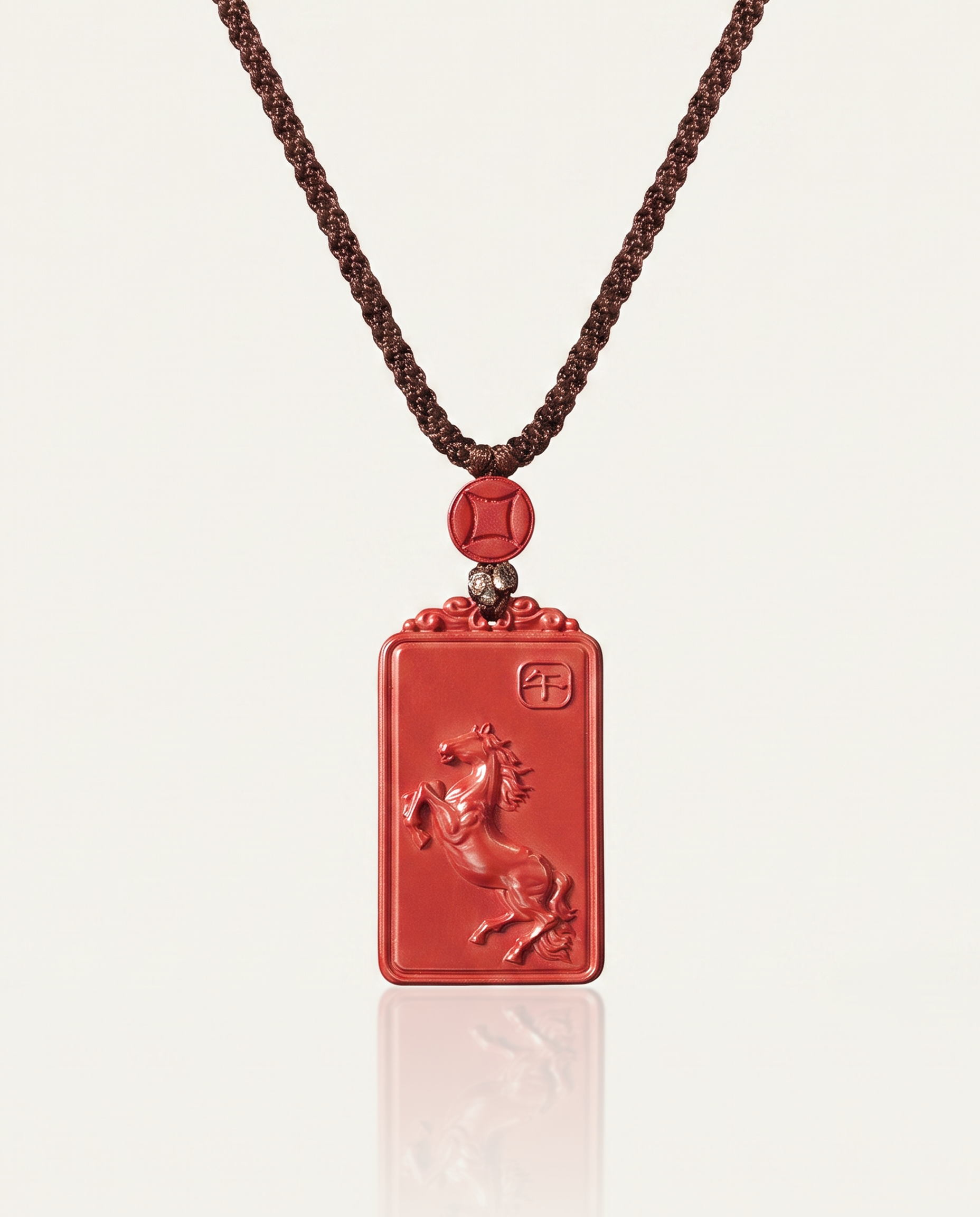Horse zodiac cinnabar pendant necklace hero photo