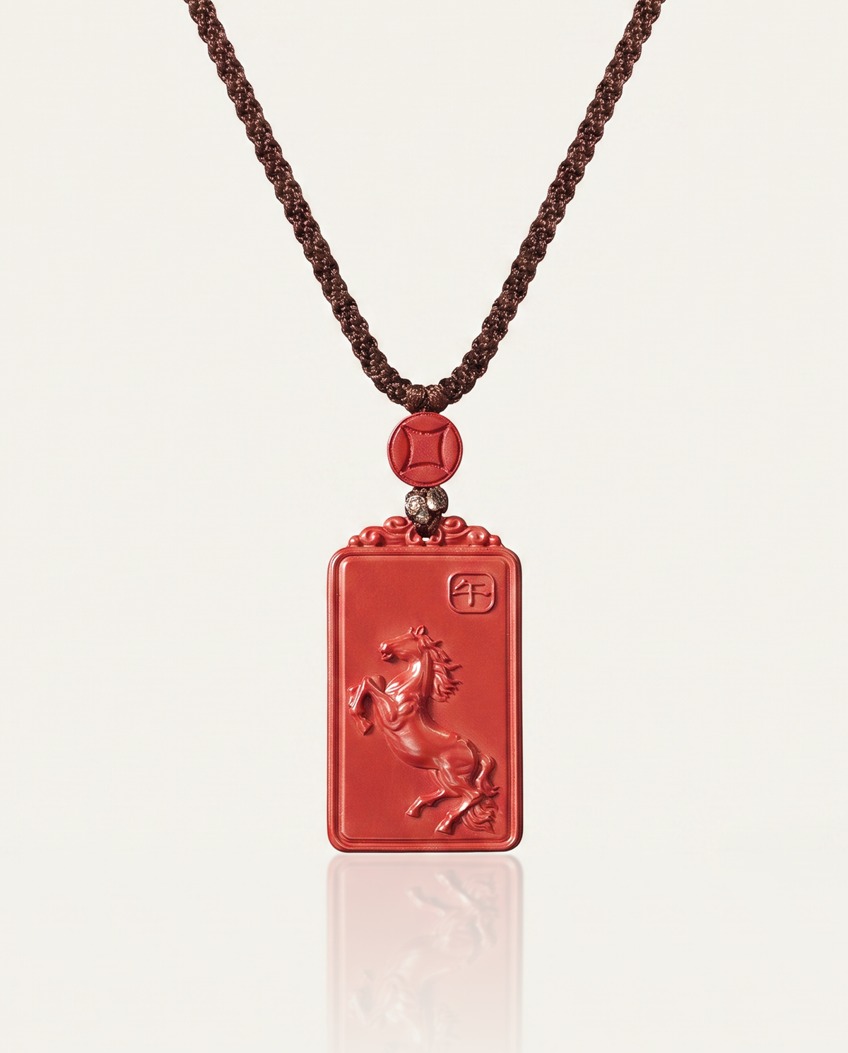 Horse zodiac cinnabar pendant necklace hero photo