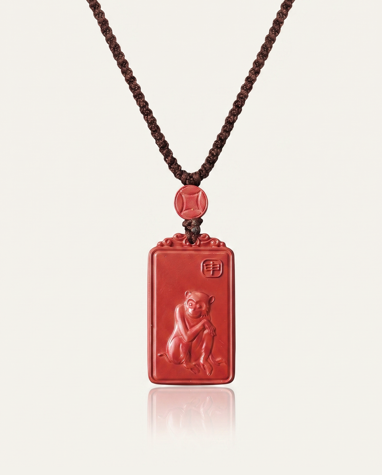 Monkey zodiac cinnabar pendant necklace hero photo