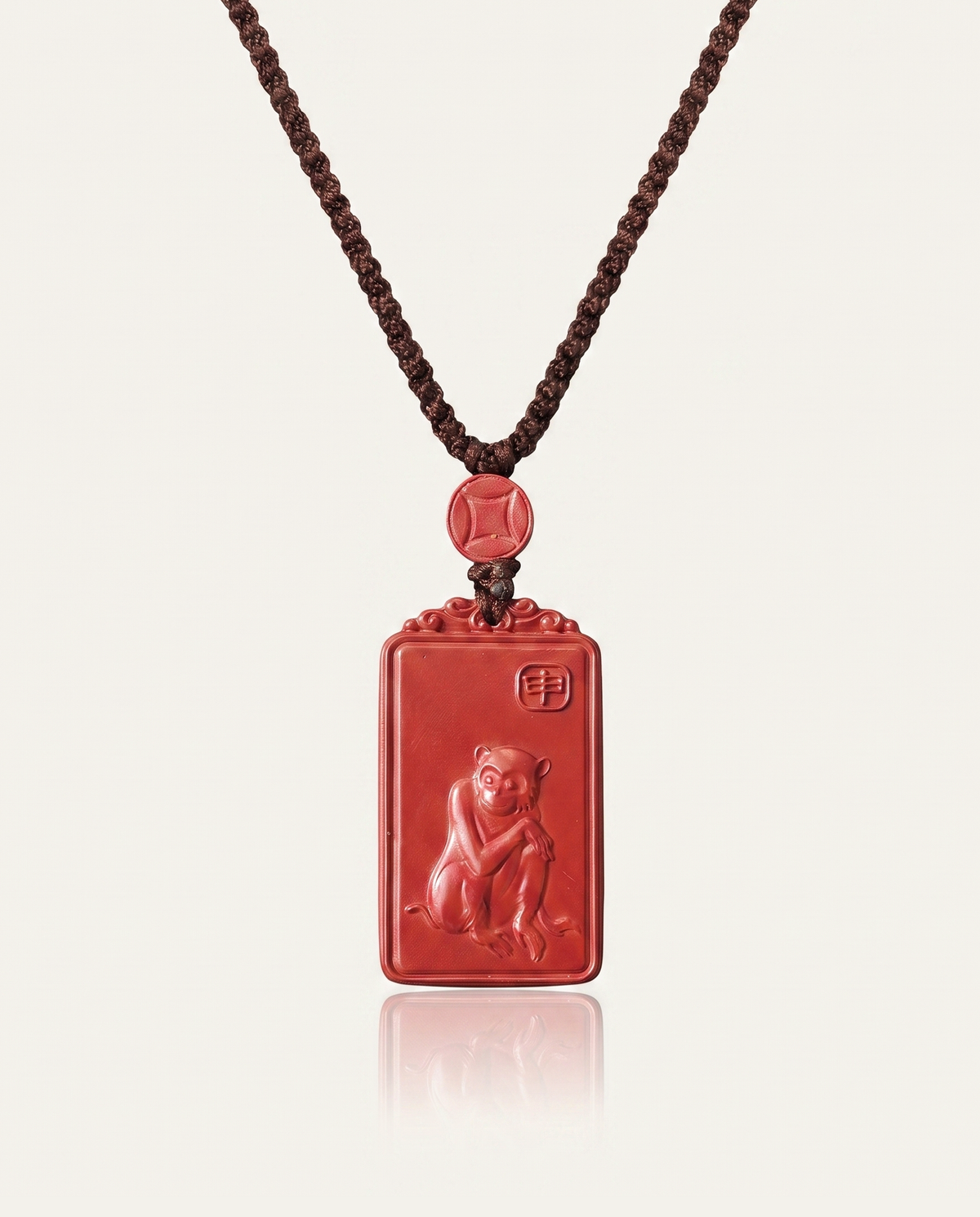 Monkey zodiac cinnabar pendant necklace hero photo