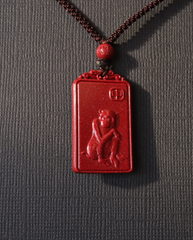 Monkey zodiac cinnabar pendant necklace