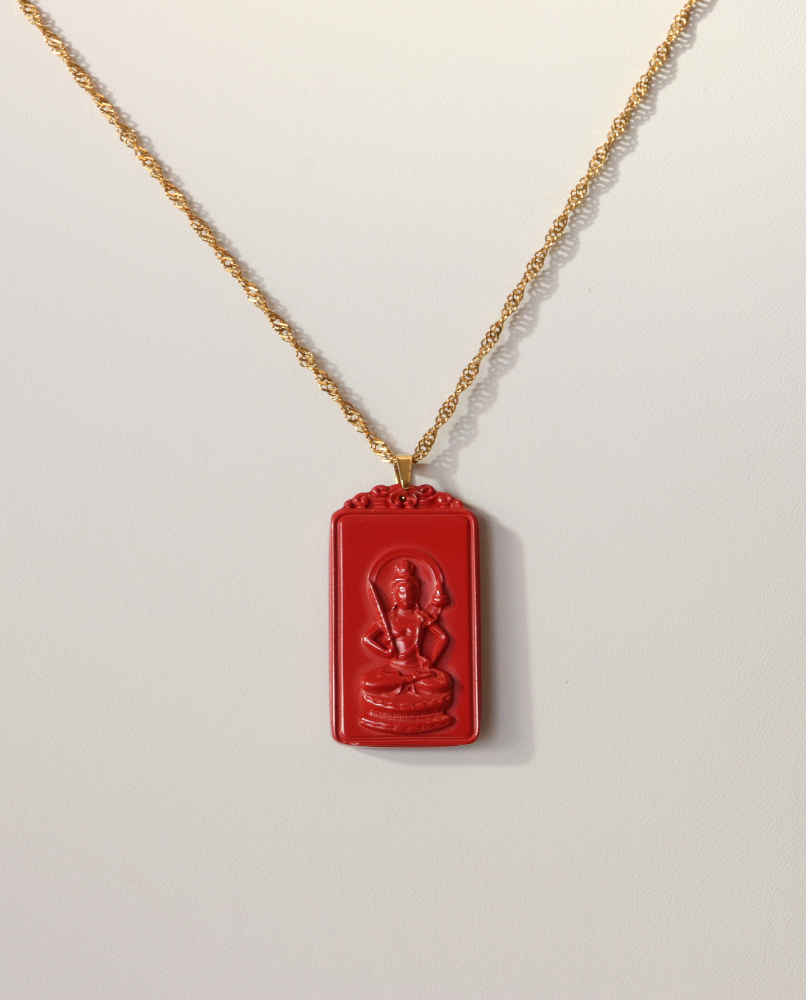 Ox zodiac cinnabar pendant necklace