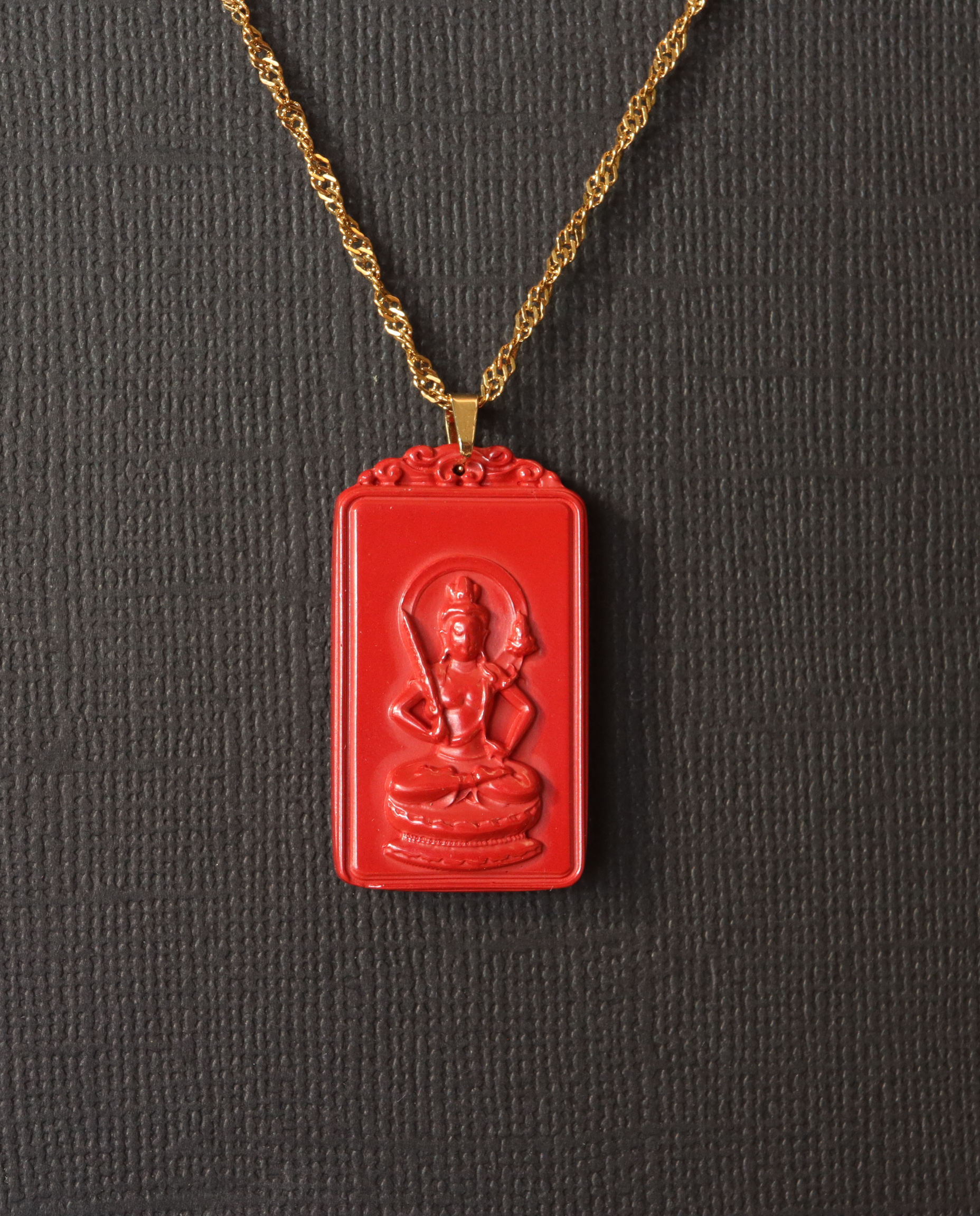 Ox zodiac cinnabar pendant necklace