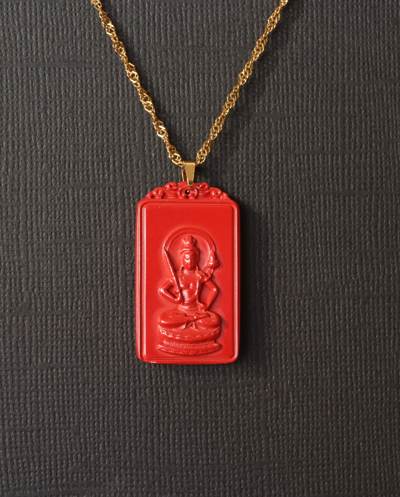 Ox zodiac cinnabar pendant necklace