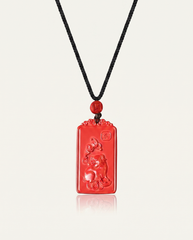 Pig zodiac cinnabar pendant necklace hero photo