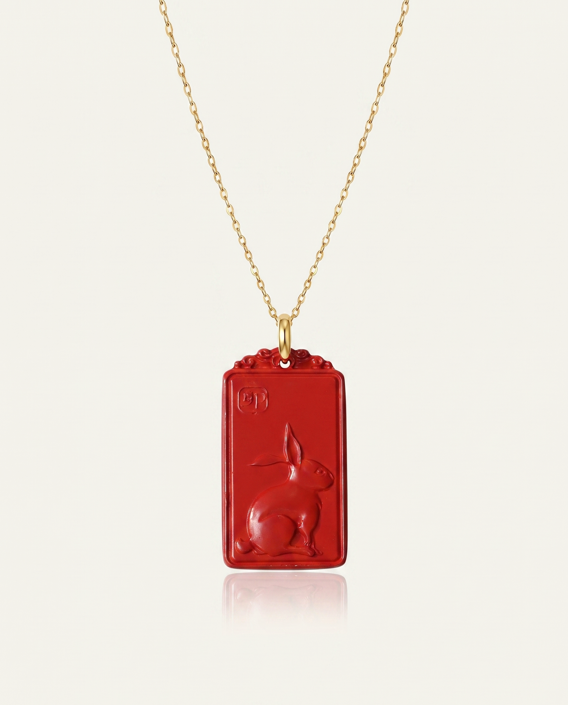 Rabbit zodiac cinnabar pendant necklace hero photo