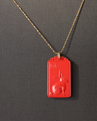 Rabbit zodiac cinnabar pendant necklace
