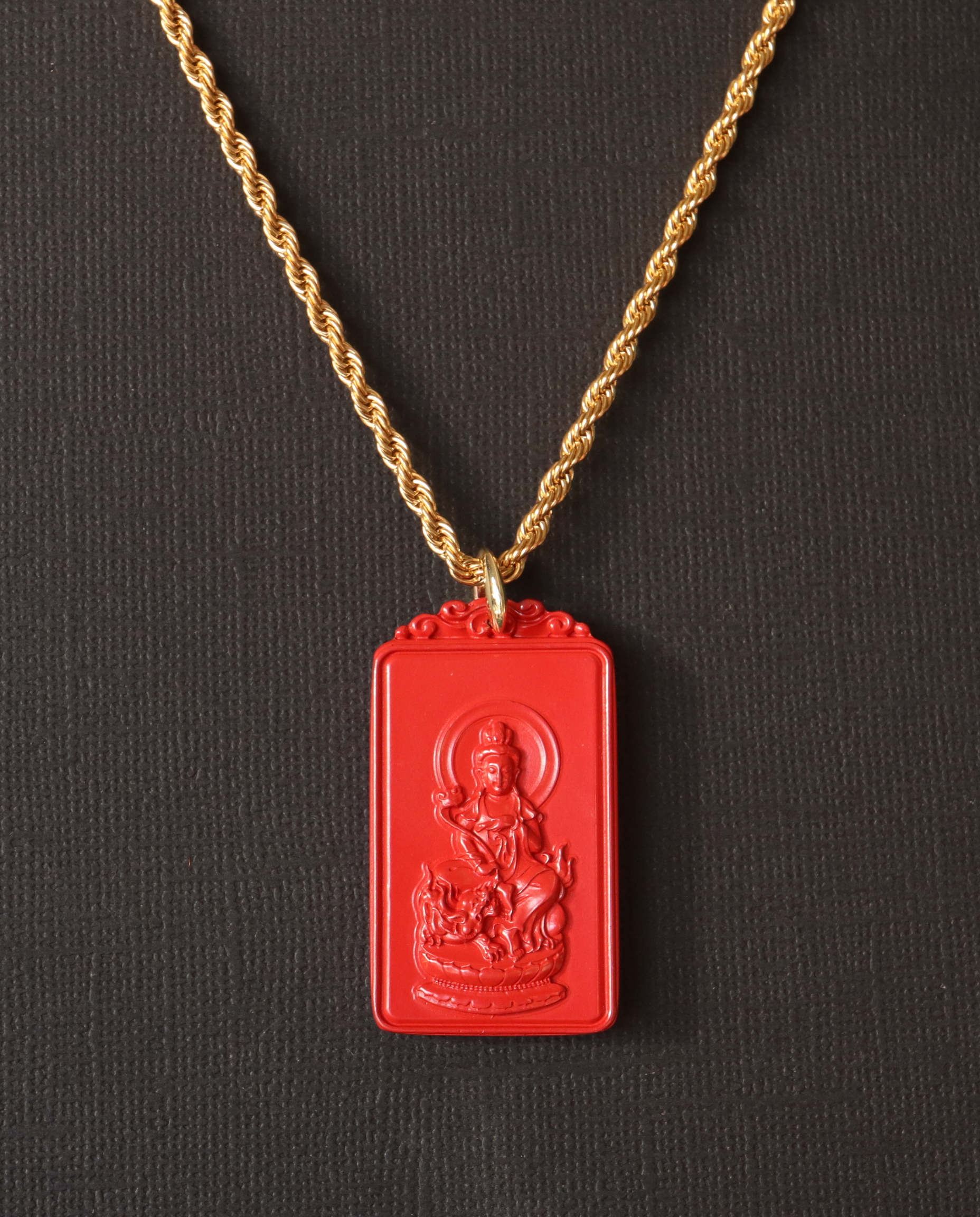 Rabbit zodiac cinnabar pendant necklace