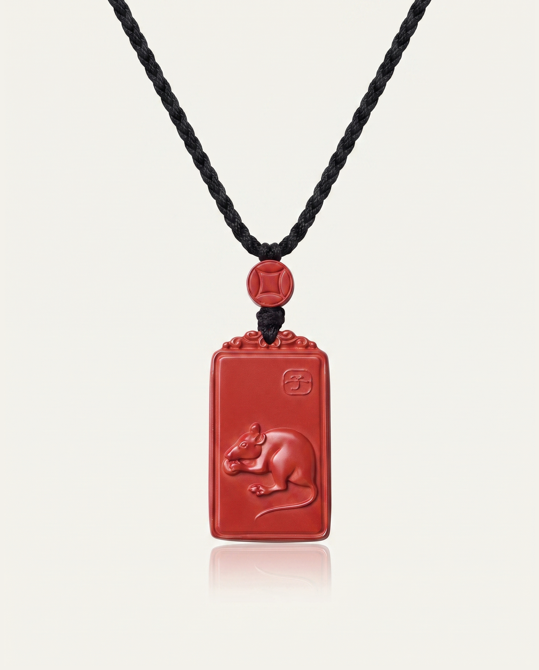 Rat zodiac cinnabar pendant necklace hero photo