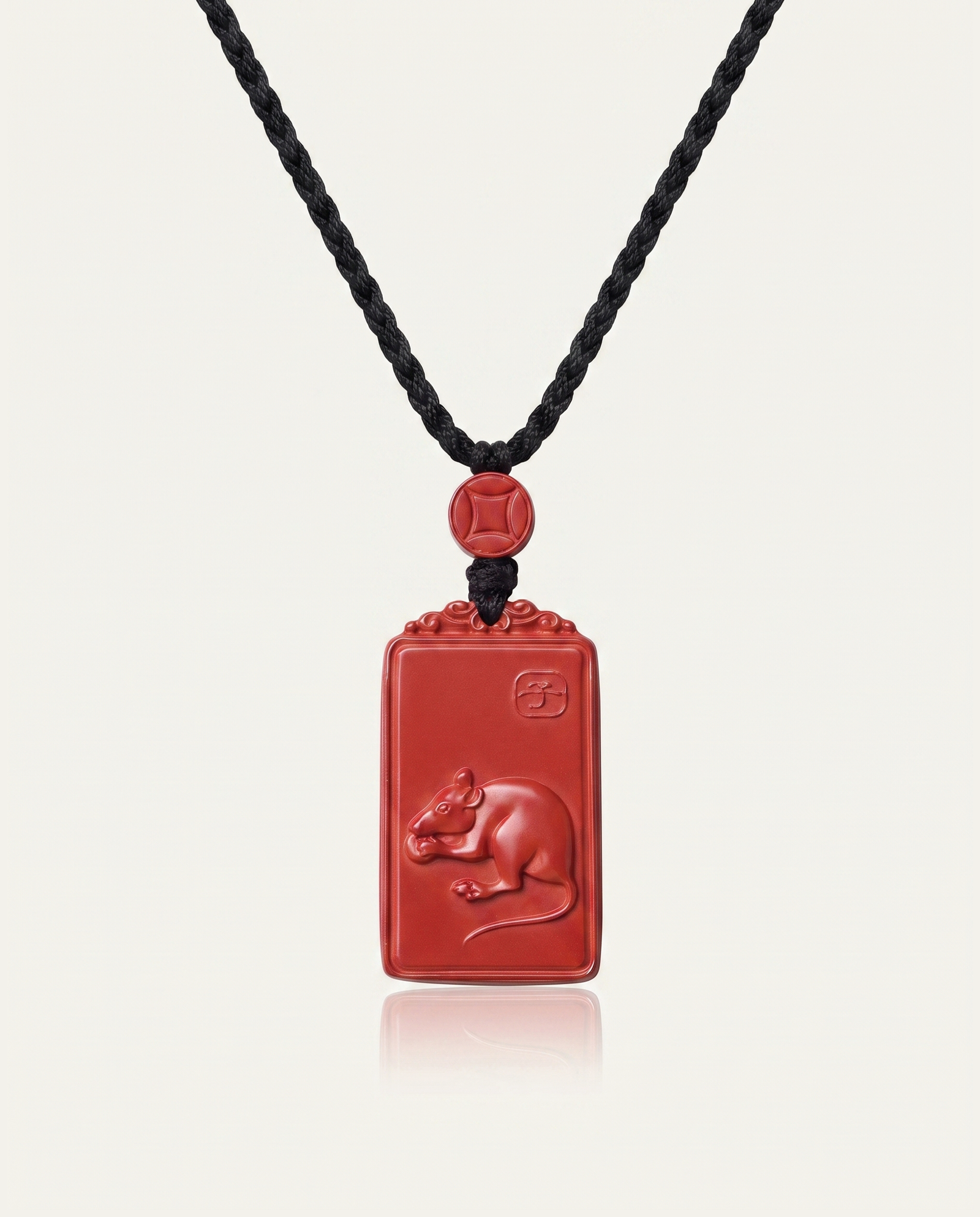 Rat zodiac cinnabar pendant necklace hero photo
