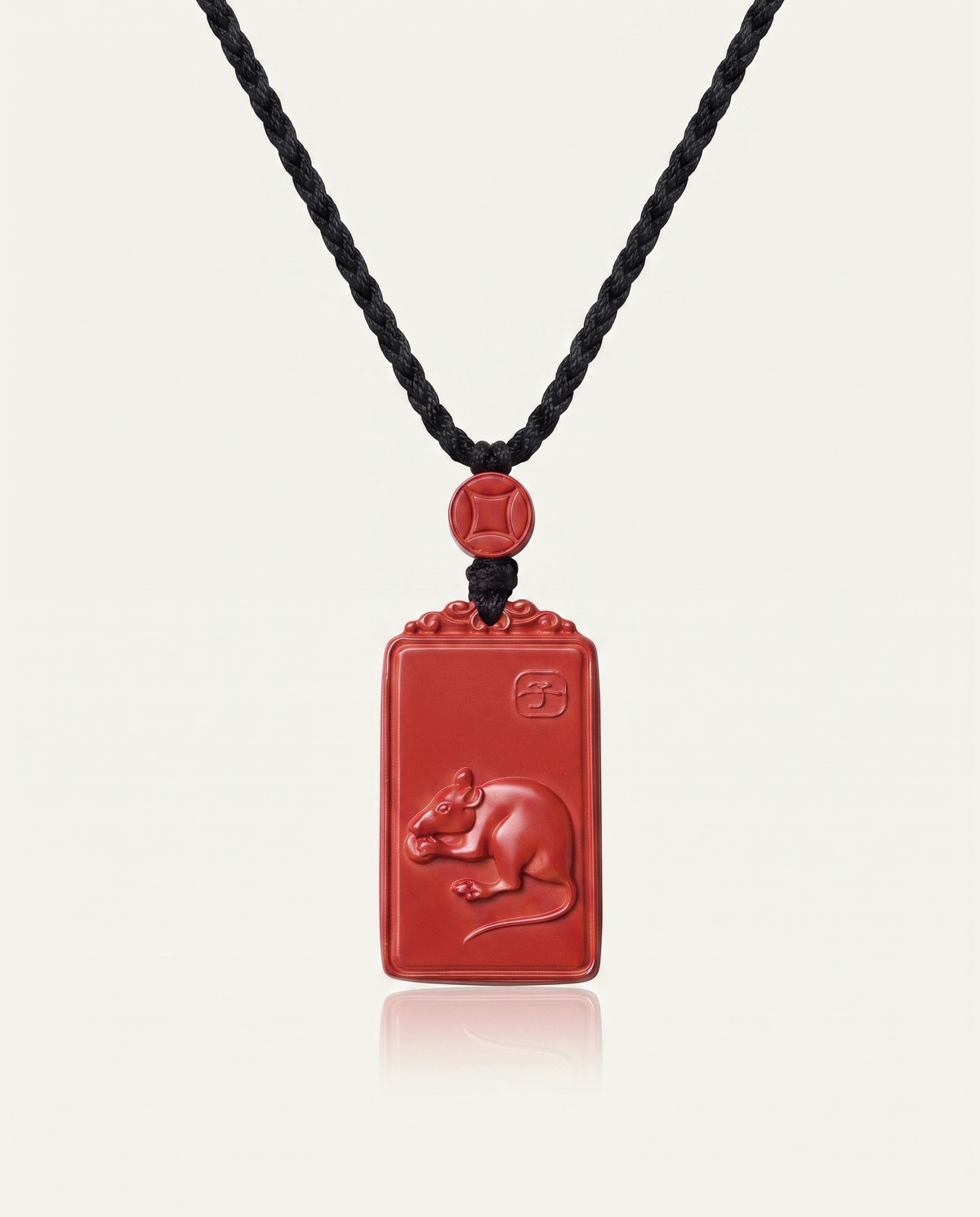 Rat zodiac cinnabar pendant necklace hero photo