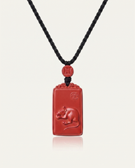 Rat zodiac cinnabar pendant necklace hero photo