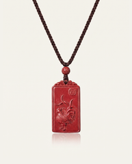 Rooster zodiac cinnabar pendant necklace hero photo