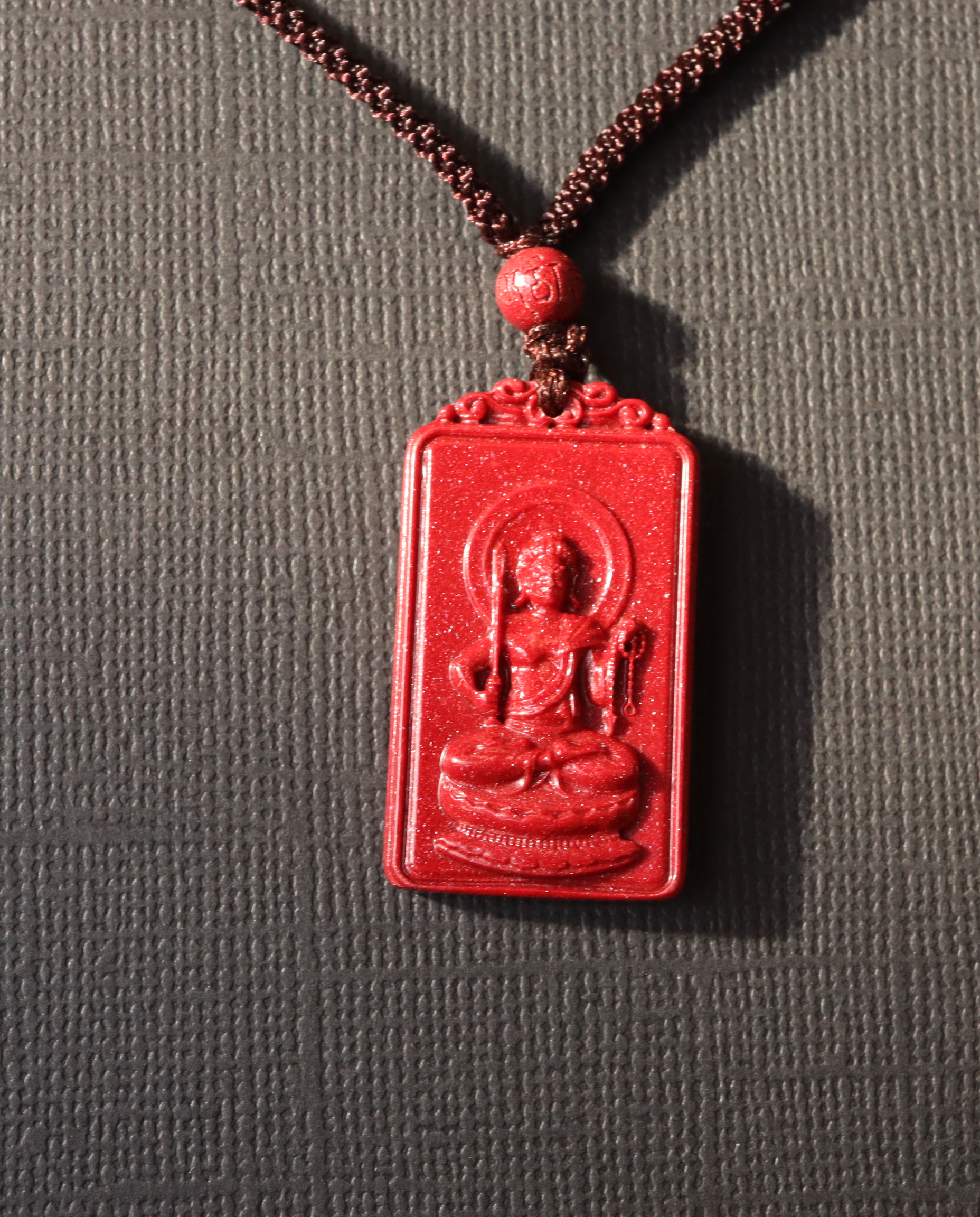 Rooster zodiac cinnabar pendant necklace