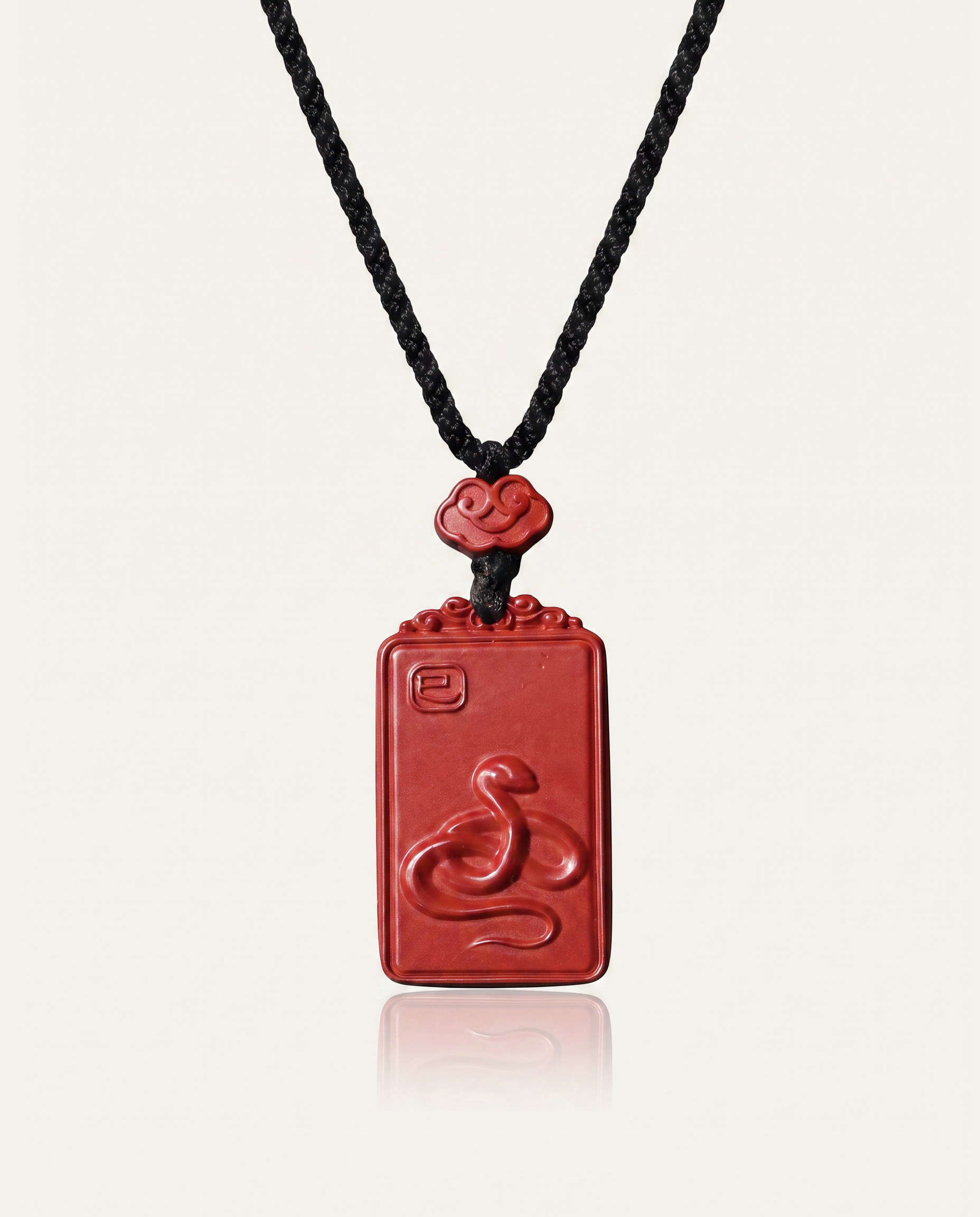 Snake zodiac cinnabar pendant necklace hero photo