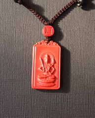 Tiger zodiac cinnabar pendant necklace