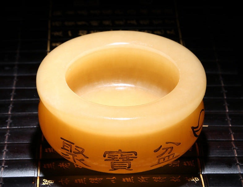 Natural Beige Jade Wealth Bowl, alternate view