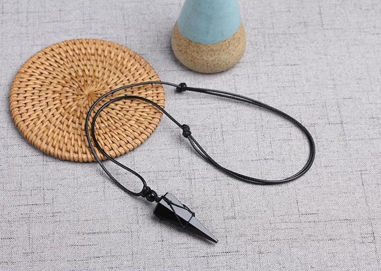 Obsidian Geometry Pendant Necklace