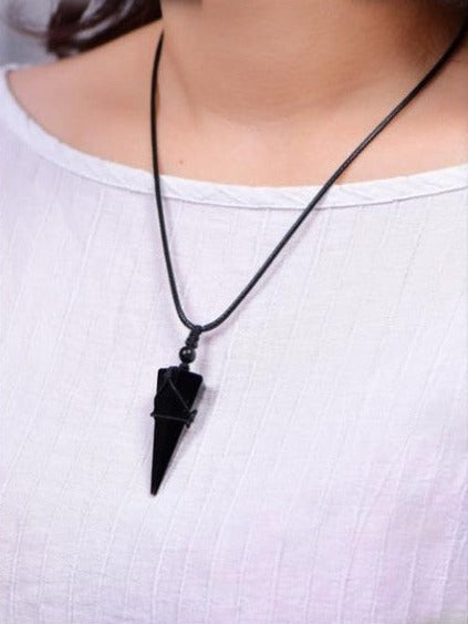 Obsidian Geometry Pendant Necklace