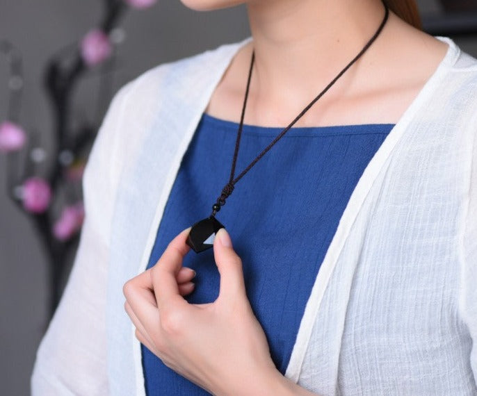Obsidian Geometry Pendant Necklace