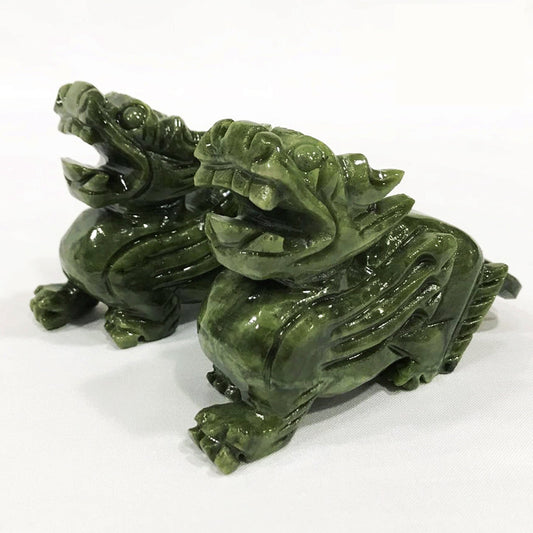 Green Jade Pixiu - Pair